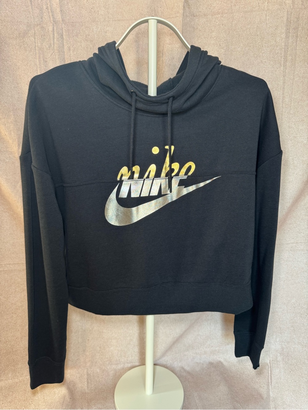 Nike Black Hoodie with Gold/Silver Metallic Logo